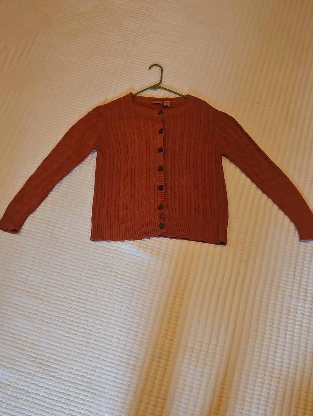 Northcrest Rust Cable Button-Front Cardigan